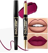 HHLTOH 2-in-1 Plum Purple Lip Liner & Lipstick Set Kit for Women, Matte Lips Kit with Lip Liner L...