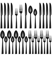 Stapava 20 Pcs Black Silverware Set, Food-Grade Stainless Steel Flatware Set for 4 Mirror Polishe...