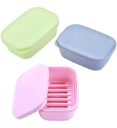 3 Pack Travel Soap Container, Portable Bar Soap Holder Leakproof Soap Box Soap Dish with Cover, P...