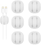Shintop Cable Clips, 6 Pack White Double Cord Holder Adhesive Cord Management Wire Organizer for ...