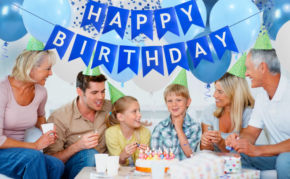 blue birthday decorations