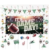 HonuGoGo 32-Piece Football Party Decoration Kit – Banners, Foil Swirls, Garlands and Cutouts with...