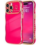 LCHULLE for iPhone 14 Pro Max Case for Women Girls, Cute Wave Frame Curly Shape with Love Heart R...