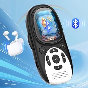 Digital device with panda-like design featuring display screen, Bluetooth symbol, and wireless connectivity indicators. Shows multiple angles of the electronic device.