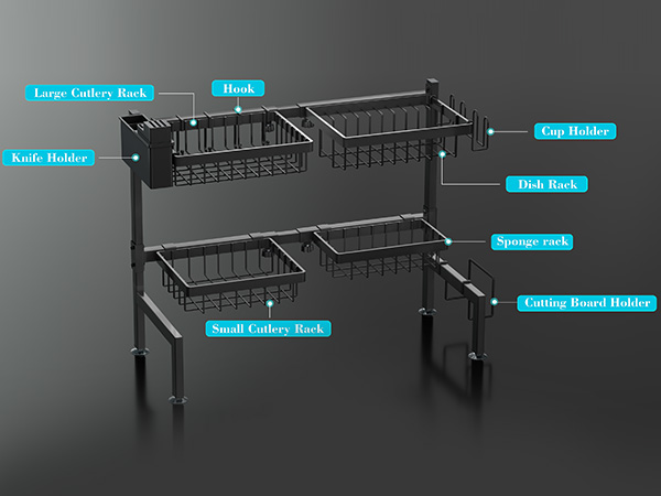 over the sink dish drying rack
