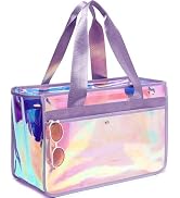 GYEUKHAM Jelly Tote Bag for Women, Iridescent Clear Beach Bag Waterproof Sandproof Pool Bag Cruis...