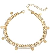 Pikvyo Women's Gold Layered Elegant Ankle Bracelet Chain, Waterproof Non Tarnish Jewelry, Adjusta...