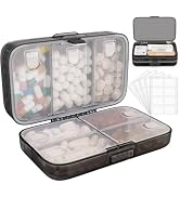 FYY Weekly Pill Organizer with Labels,8 Compartments Travel Daily Pill Case Airtight Moistureproo...