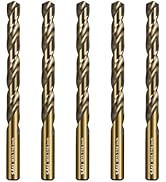 SALI Cobalt Drill Bit Set, 5Pcs 7/16" M35 High Speed Steel Jobber Length Drill Bit Kit for Harden...