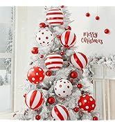 Large Inflatable Christmas Decorations Indoor: 10pcs Red White Inflatable Christmas Balls, Pepper...