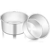 TeamFar 6 Inch Cake Pan, 6” x 3” Deep Round Cake Pan Tier Baking Tins Set Stainless Steel, For Ba...