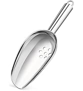 TeamFar 8 oz Ice Scoop with Holes, Stainless Steel Food Scoop Shovel | with Drain Holes for Kitch...