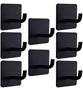Yukrilt Wall Hooks Black Adhesive Hooks - 8 Pack 15lb(Max) Sticky Hooks for Hanging, Waterproof R...