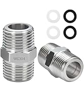 2 Pack Shower Hose Extension 1/2" to 1/2" Chrome Hex Nipple Water Line Adapter Used to Connect Tw...