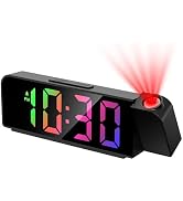 Ankilo Projection Alarm Clock for Bedrooms, 7.9" Large LED Display Alarm Clock with 180° Projecti...