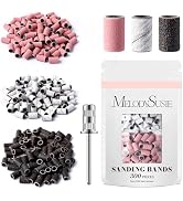 MelodySusie 300 Pcs Sanding Bands with Mandrel,120 Medium, 180 Fine, 240 Extreme Fine Grit, E-Fil...