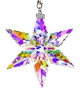 2025 Annual Edition Ornament, Crystal Snowflake Ornaments for Christmas Tree, Colorful Star Ornam...