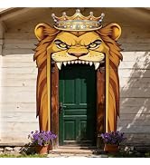 WADORN Lions Door Banner Decorations, Wildlife Animals Birthday Banners Porch Photo Wilderness Li...