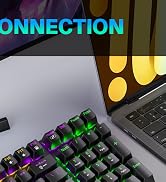 Wireless Gaming Keyboard and Mouse Combo, 98 Keys RGB Backlit Blue Switch Mechanical Keyboard, Er...
