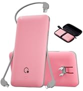 Q 10000mAh Power Bank, Slim Portable Charger,4 Output External Battery Pack with Built-in AC Wall...