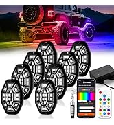 8 Pods 9 Sides RGB Rock Lights, App/2 Remote Control Led Underglow Lights Compatible with 12V Tru...