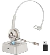 Wireless Headset with Microphone,Trucker Bluetooth Headset V5.2 with AI Noise Canceling Mic&USB D...