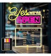 MissAudrey Yes! We Are Open Signs for Business with Cycle Timer, 16.5"*19.4" Bright LED Neon Open...