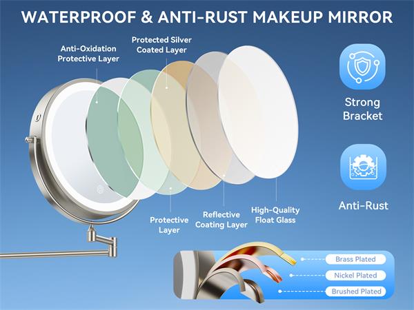 Built with multi-layer coated glass and plated metal for waterproof, anti-rust performance