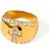 Elurent 18K Gold & Silver Cross Band Ring for Women Men | Stainless Steel Pave CZ Religious Ring ...