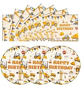 Xjoviative 40PCS Construction Happy Birthday Paper Plates and Napkins Party Supplies, Disposable ...