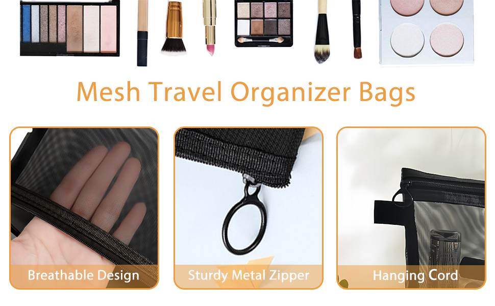 Breathable design with sturdy metal zipper and hanging cord, ideal for wet and dry storage.