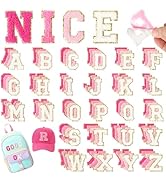 NICEVINYL Self-Adhesive Chenille Letters Patches: 104PCS Pink-Colored Letter Patches Stickers - V...