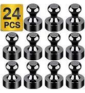 Tiergrade Metallic Magnets, Refrigerator Magnets, 24 Pack Black Magnetic Push Pins, Strong Fridge...