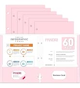 Two Pocket Portfolio Folders, PANDRI 60 Pack 3 Hole Punched 2 Pocket Folders for 3 Ring Binder, L...