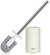 Toilet Bowl Brush and Holder, Durable Toilet Scrubber Bristles, Long Stainless Steel Handle, Cera...