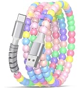 ACANDYA USB A to USB C Beaded Charging Cable 3FT Charger Cord for CarPlay | 18W Type C Cute Bead ...