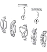 QWALIT Clicker Belly Button Ring Clicker Belly Ring Silver Belly Button Rings Surgical Steel Bell...