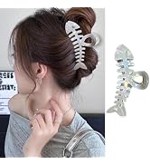 Fishbone Hair Claw Clips for Women, 1Pack Acetate Acrylic Fish Bone Design Hair Clips No-Slip Lar...