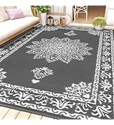 Yamaziot Outdoor Rug 8x10 Ft, Waterproof Reversible Plastic Straw Patio Rug, Backyard Carpet UV R...