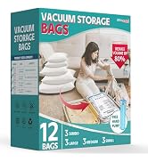 Space Saver Compression Bags, Vacuum Storage Bags for Clothing, Comforters, Blankets, Vacuum Seal...