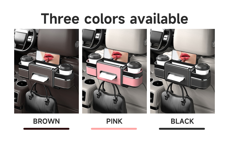 Car Back Seat Organizer with Cup Holder, Car Seat Back Tissue Box and Storage Hook
