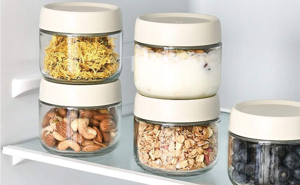 Glass jar with screw lid for overnight oats bottle canning jar