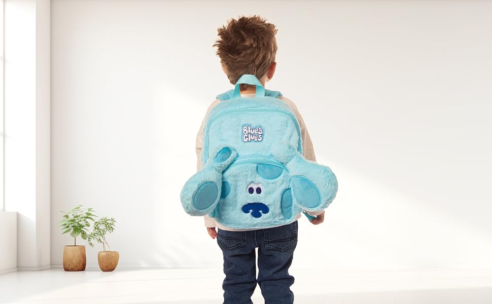 Blue's Clues Plush Character Cartoon Face 12 Inch Backpack For Daily Use