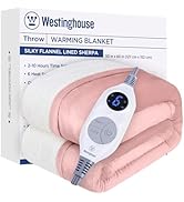 Westinghouse Heated Blanket Twin Size, Soft Flannel to Sherpa Electric Blanket with 10 Heating Le...