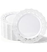QualQuot 60PCS White Plastic Plates, 10 Inch Disposable Dinner Plates Heavy Duty for Party, weddi...
