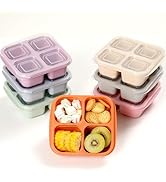 BE OVER QUALITY 7 Pack Bento Box, 4 Compartment Lunchable Snack Containers with Lids for Meal Pre...