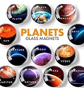 Planet Magnets for Fridge – Glass Refrigerator Magnets Funny – Cute Magnets for Whiteboard – Deco...