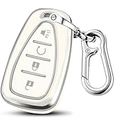 MILD EAST for Chevy Key Fob Cover with Keychain, Soft TPU Full Protection 4 Buttons Key Case for ...