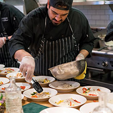 Professional people use professional cooking tongs