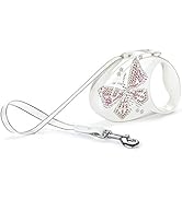 FLEXI Glam Butterfly Retractable Dog Leash (Tape), 10 ft, Small, White